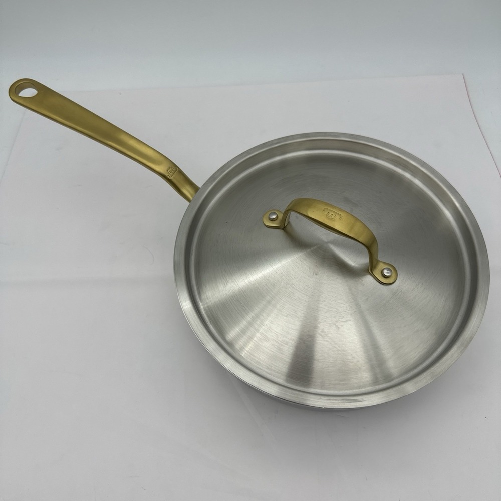Made In Cookware Stainless Steel 3 qt Saucier w/ Lid Gold Handles - New